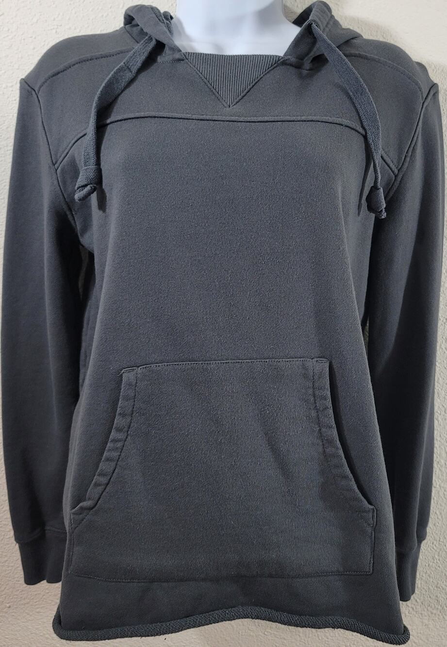 Modern Canvas Dark Gray Cropped Hoodie Sweatshirt Small Long Sleeves Soft Pocket